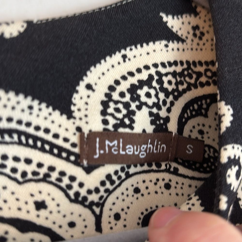 J. McLaughlin Women Elegant Black and Cream Patterned Dress Catalina cloth small - Picture 5 of 11